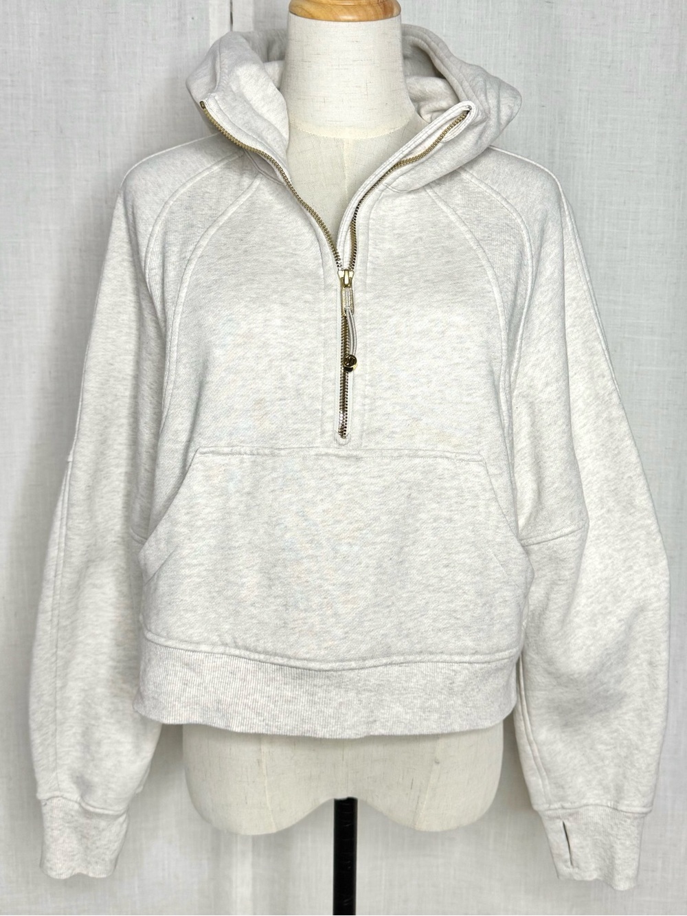 Lululemon Scuba Oversized Half-Zip Hoodie Heathered Bone Gold XS/S